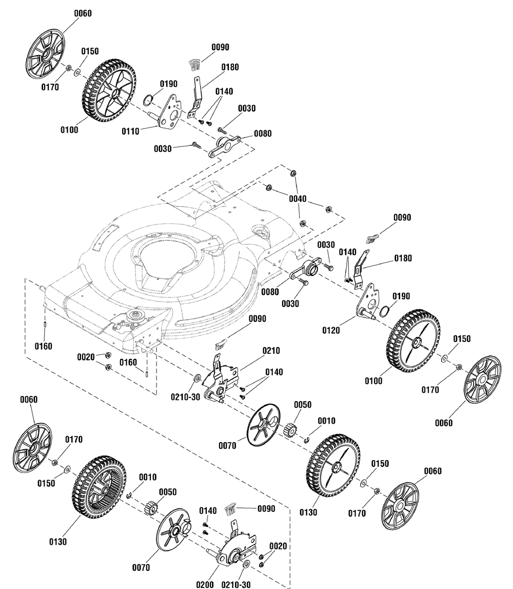 Wheels And 4-Point Height-Of-Cut Group (7502975) Diagram and Parts List for 7800906 (CSP22625FC-625 Series)(2012) Briggs and Stratton Lawn Mower